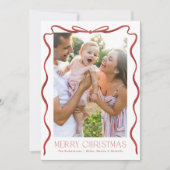 ウェーブリボン 赤と白のクリスマス 縦写真 シーズンカード (正面)