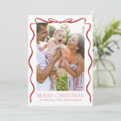 ウェーブリボン 赤と白のクリスマス 縦写真 シーズンカード (スタンド正面)