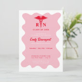 ウェーブリーレトロナース卒業写真の背面 招待状 (スタンド正面)