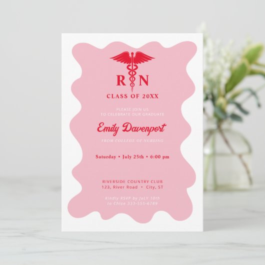 ウェーブリーレトロナース卒業写真の背面 招待状 (スタンド正面)