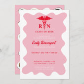 ウェーブリーレトロナース卒業写真の背面 招待状 (正面/裏面)