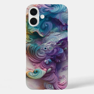 ウェーブレインボーパステルAIアート iPhone 16 PLUSケース