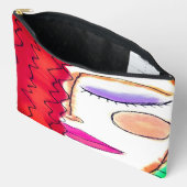 ウェーブレッドヘアオリジナル抽象芸術アート アクセサリーポーチ (見開き)