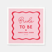 ウェーブレトロピンクと赤のプレ花嫁パーティー スタンダードカクテルナプキン (正面)