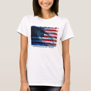 ウェーブ国旗USAレディースTシャツ Tシャツ