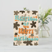 ウェーブ柄の花の誕生日カード 招待状 (スタンド正面)