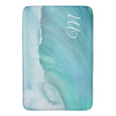 ウェーブ海アクアビーチブルーモダンシーン バスマット (正面縦)