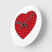 ウェーブ赤いハート ラウンド壁時計 (傾斜)