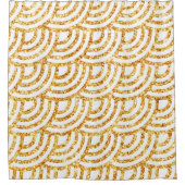 ウェーブ金ゴールドサングリッターボホコレクシ人気があるョン シャワーカーテン (正面)