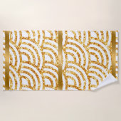 ウェーブ金ゴールドサングリッターボホコレクシ人気があるョン ビーチタオル (正面)