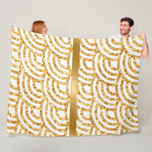 ウェーブ金ゴールドサングリッターボホコレクシ人気があるョン フリースブランケット (インサイチュ)