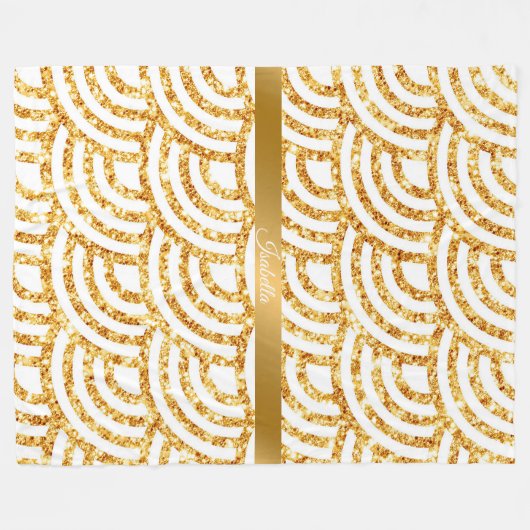 ウェーブ金ゴールドサングリッターボホコレクシ人気があるョン フリースブランケット (正面(横))