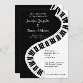 ウェーブ カーブ ピアノ 鍵 結婚式 招待状 (正面/裏面)