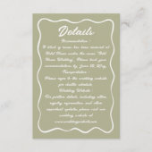 ウェーブ フレーム 手描き スクリプト オリーブ グリーン エンクロージャーカード (正面)