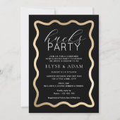 ウェーブ ブラック ゴールド ハックス パーティー 招待状 (正面)
