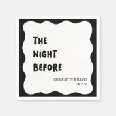 ウェーモダンブ縁どブラック&ホワイトのリハーサルのディナー スタンダードカクテルナプキン (正面)