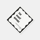 ウェーモダンブ縁どブラック&ホワイトのリハーサルのディナー スタンダードカクテルナプキン (角)