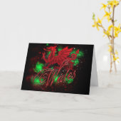 ウェールズおよびドラゴンが付いているSt Davidの日カード、 カード (黄色い花)