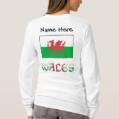 ウェールズとウェパーソナライズされたルシュ国旗の女性 Tシャツ (裏面)
