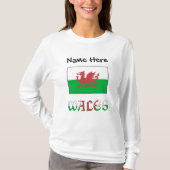 ウェールズとウェパーソナライズされたルシュ国旗の女性 Tシャツ (正面)