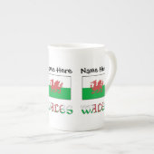 ウェールズとウェールズ国旗とユーザー名 ボーンチャイナマグカップ (正面右)