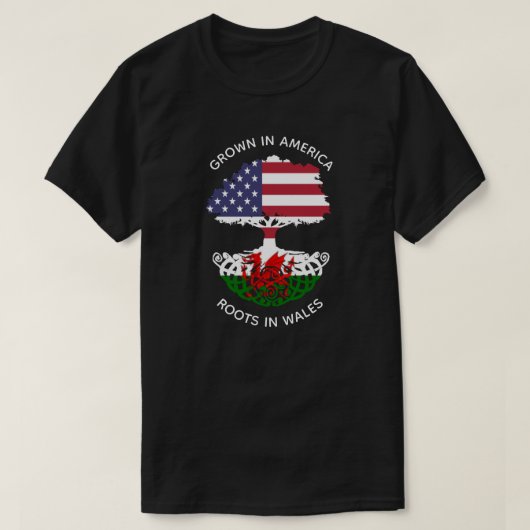 ウェールズのウェールズとアメリカのルーツ Tシャツ (デザイン正面)