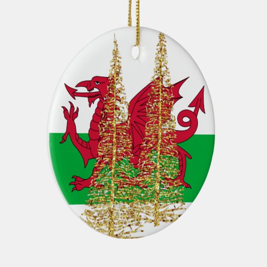 ウェールズのウェールズのドラゴンの旗のクリスマスのオーナメント セラミックオーナメント (右)
