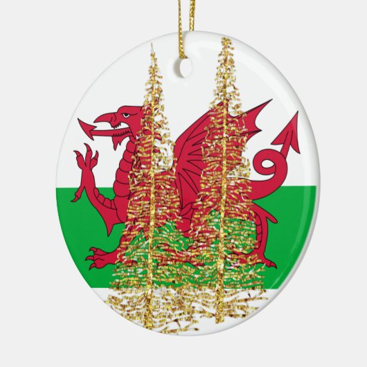 ウェールズのウェールズのドラゴンの旗のクリスマスのオーナメント セラミックオーナメント (左)