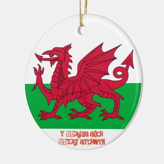 ウェールズのウェールズの赤いドラゴンの旗のクリスマスのオーナメント セラミックオーナメント (左)