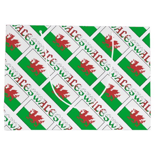 ウェールズのエンジェルクリスマス国旗のタイル張りブラックのパーソナライズ ラージペーパーバッグ (裏面)