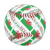 ウェールズのエンジェルクリスマス国旗のタイル張り緑のパーソナライズ 野球ボール (裏面)