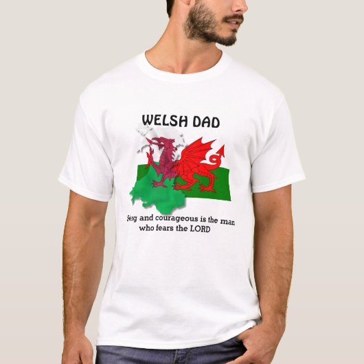 ウェールズのカスタマイズ可能なWELSHパパ国旗 Tシャツ (正面)