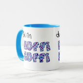 ウェールズのコーヒー・マグ: Hoffi Coffiの紫色パターン マグカップ (正面左)