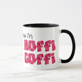 ウェールズのコーヒー・マグ: Hoffi Coffi、ピンクおよびオレンジ マグカップ