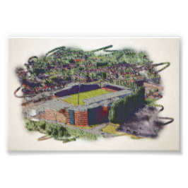 ウェールズのスタジアム建築ウォーターカラーアート フォトプリント           