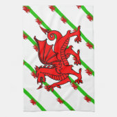 ウェールズのストライプな旗 キッチンタオル (縦)