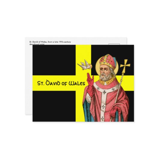 ウェールズのセント・ダビデ(P 001)と彼の国旗はがき ポストカード (正面/裏面インサイチュ)