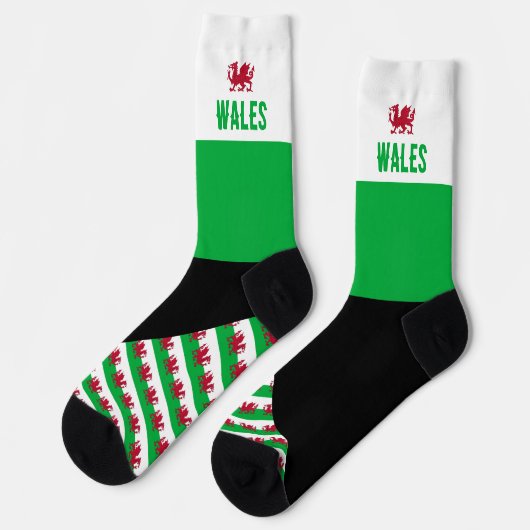 ウェールズのソックス、ウェールズ国旗の色、Cymru /スポーツ ソックス (左)
