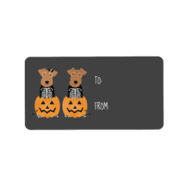 ウェールズのテリア犬ハロウィーンのスケルトンの衣装 ラベル