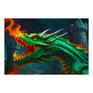 ウェールズのドラゴンでイギリスの城を温める ポスター