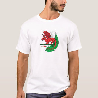 ウェールズのドラゴンのサーフィン Tシャツ