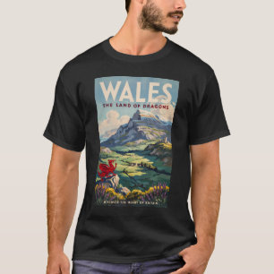 ウェールズのドラゴンイラスト旅行アートヴィンテージ Tシャツ
