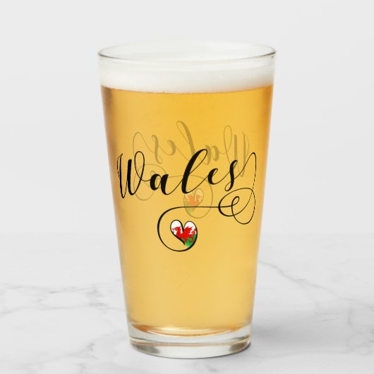 ウェールズのハート国旗 タンブラーグラス (ドリンク正面)