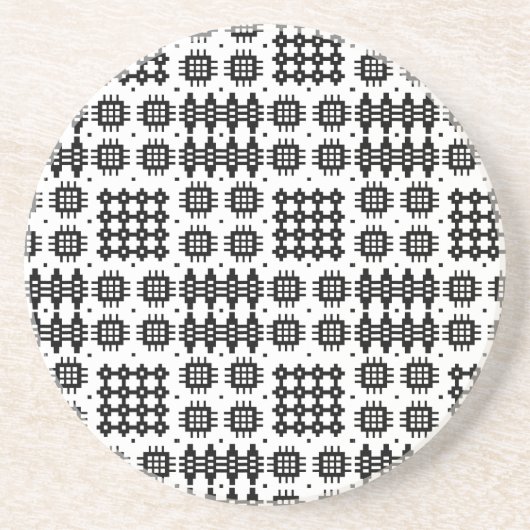 ウェールズのフェイクなタペストリーの白黒の砂岩コースター コースター (正面)