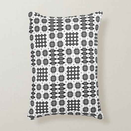 ウェールズのフェイクなタペストリーの白黒アクセントの枕 アクセントクッション (正面(垂直))