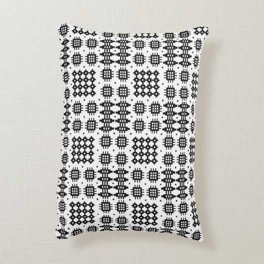 ウェールズのフェイクなタペストリーの白黒アクセントの枕 アクセントクッション (裏面(縦))