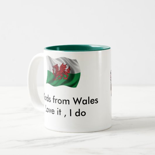 ウェールズのマグからのD6Gの単語 ツートーンマグカップ (正面左)