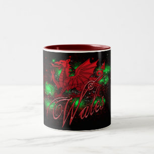 ウェールズのマグ、ドラゴン、ウェールズ、St David日 ツートーンマグカップ