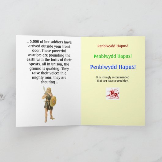 ウェールズのユーモアのあるな誕生日の挨拶 カード (内部)