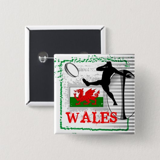 ウェールズのラグビーボタン 缶バッジ (正面&裏面)